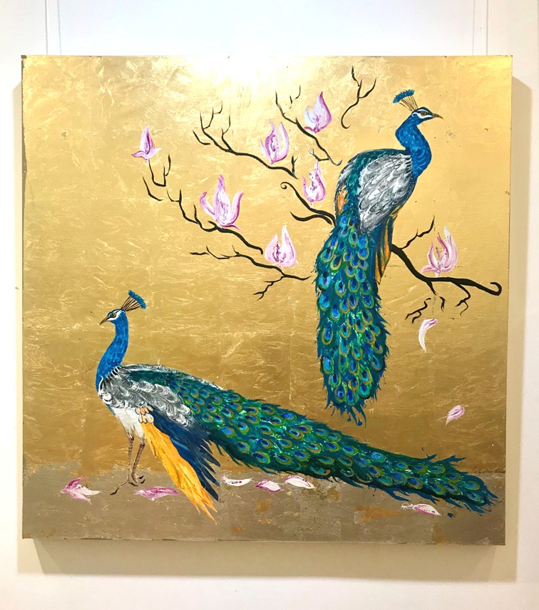 'Peacocks Together in Magnolia' by artist Sally Bruce Richards